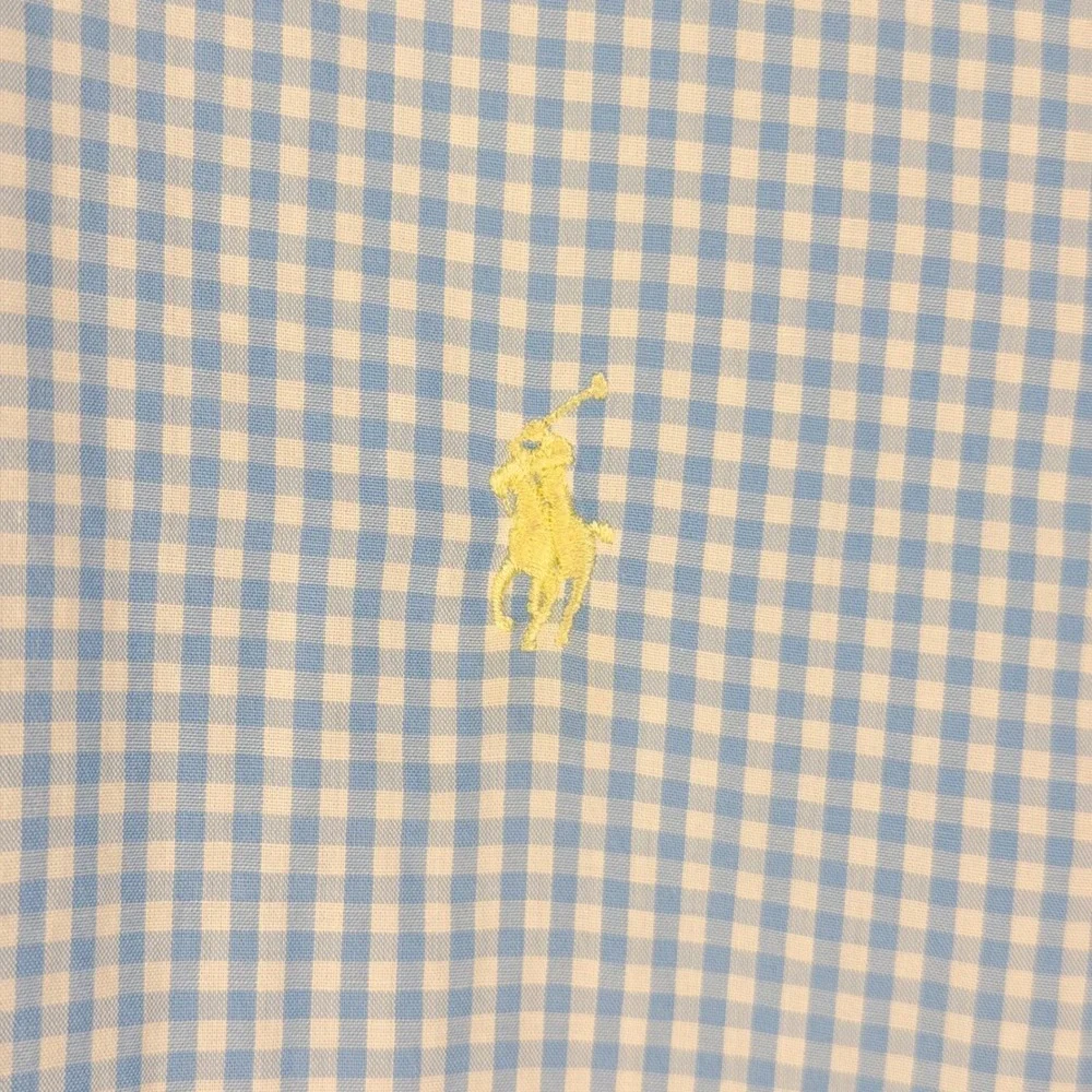 Vintage Ralph Lauren Button Down Men Large Blue Gingham Blake Casual Shirt Pony